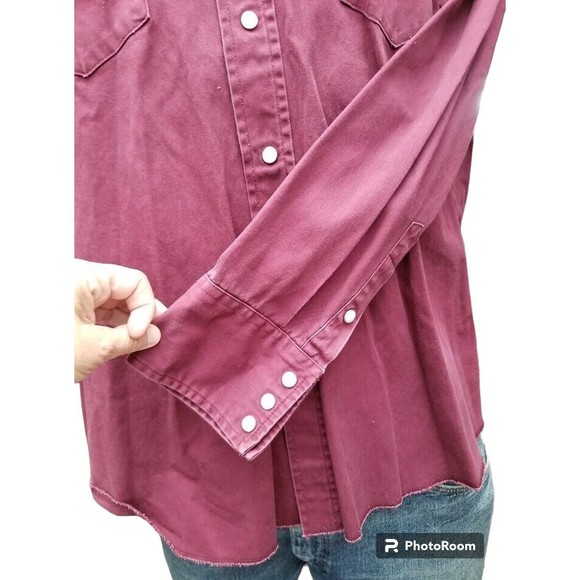 Vintage Wrangler Pearl Snap Button Cowboy Red Western Shirt Size 2X Long Sleeve - Picture 5 of 11